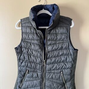 Quilted Reversible Vest in Olive green and Blue